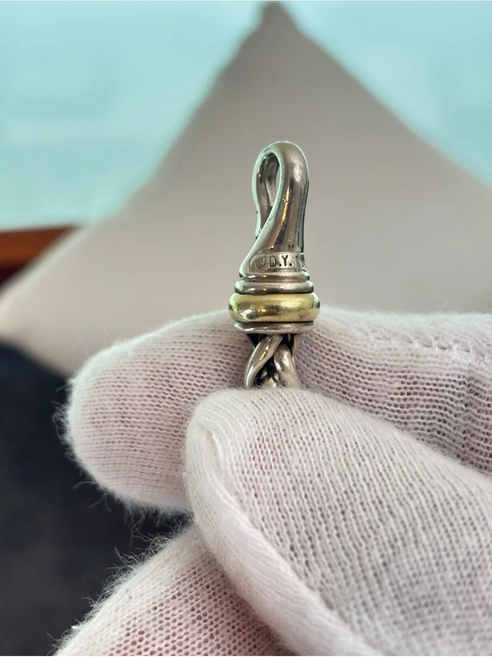 David Yurman 925 & 14k Gold 6mm Wheat Chain Bracelet 6.5-7